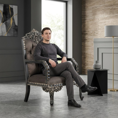 Sillón clásico de lujo de una plaza para el salón, sofá de una plaza.