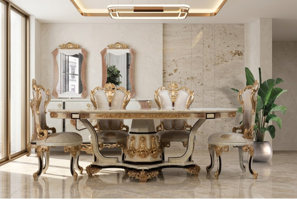 Mesa de lujo clásica de madera, mesas de estilo barroco rococó antiguo para sala de estar y comedor nuevo.