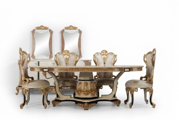 Mesa de lujo clásica de madera, mesas de estilo barroco rococó antiguo para sala de estar y comedor nuevo.