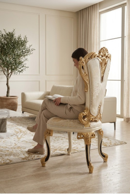 Diseño de lujo Silla de madera maciza con cojines Silla de respaldo para oficina y comedor.