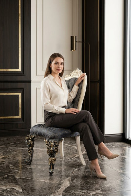Silla de comedor de diseño clásico Chesterfield trono de lujo de un asiento