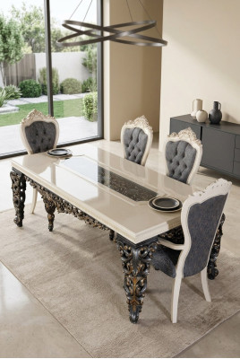 Juego de sillas de comedor sillón, 2 sillas con reposabrazos + 2 sillas de lujo, sillones nuevos.