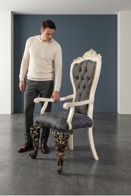 Clásica silla 1x Sillón de comedor Lounge Club con reposabrazos de lujo nuevo