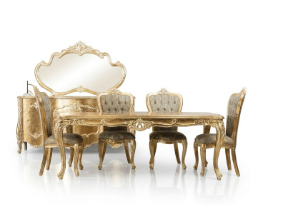 Barroco antiguo Mesa de comedor Mesa de madera real Estilo clásico de mesa de diseñador Rokoko