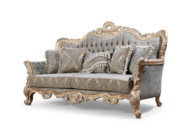 Chesterfield Sofá de 3 plazas Diseñador Lujo Sofás Tapicería Telas Couchen