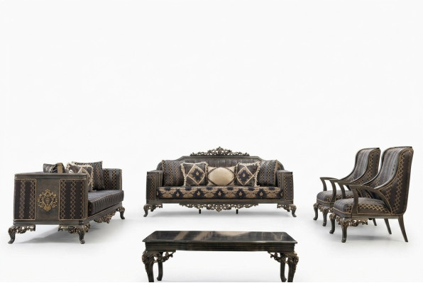 Sofá Chesterfield Grupo de diseñadores Conjunto de 5 piezas Juego de sofás 3+3+1+1 Mesa de centro