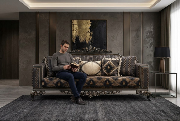 Chesterfield sofá de 3 plazas diseñador de lujo, sofás tapizados de tela nuevos.
