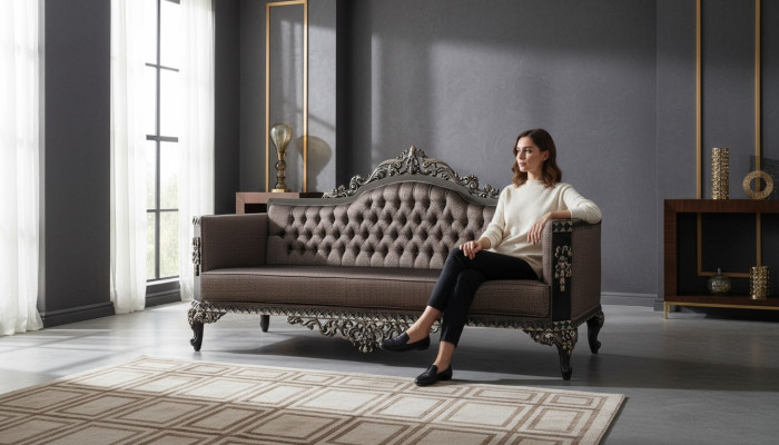 Lujo sofá de diseño de tres plazas tapizado Chesterfield Sofás