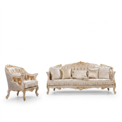 Sofá Chesterfield de lujo 3+1 plazas clásico Sala de estar de estilo barroco con tapicería