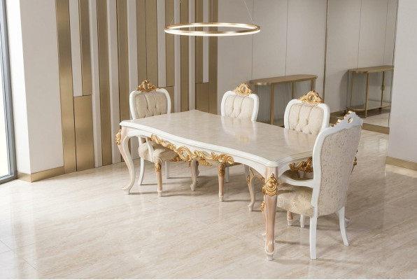 Mesa Clásico Lujo Madera Mesas Estilo Barroco Rococó Antiguo Comedor Sala de estar