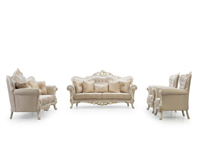 Conjunto de sofás de 3+3+1+1 plazas Set Diseño sofá Tapizado Sofás clásicos