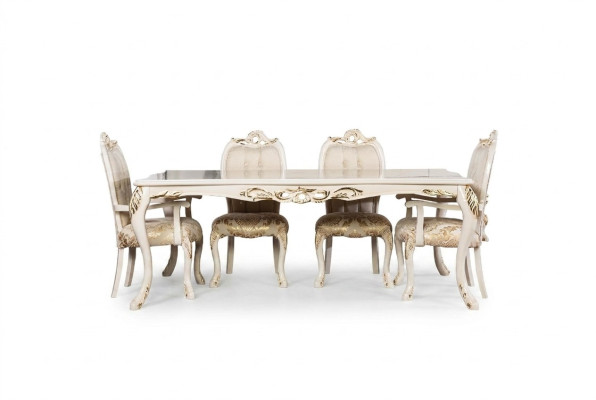 Mesa de comedor clásica beige, diseño de mesa de madera, muebles de mesa para la sala de estar