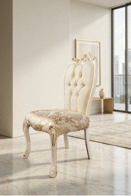 Silla sin reposabrazos Sillas de madera de lujo Diseño de tela Silla de respaldo nuevo Acolchado