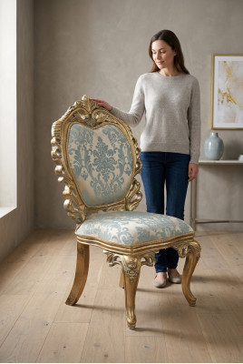 Silla de comedor tapizada sin reposabrazos, sillón de lujo para sala de estar.