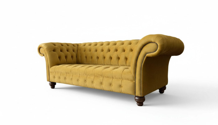 Chesterfield sofá de 3 plazas, sofá de diseñador, tapizado, sofás, sofás, tela