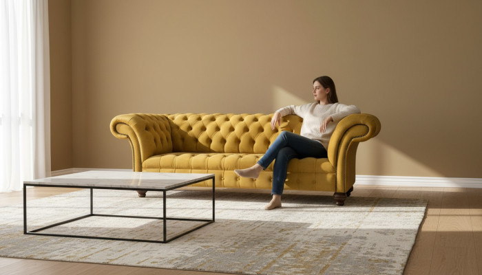 Sofá Chesterfield de lujo 2x2 plazas Sofá de tela moderno Sofás nuevos conjunto