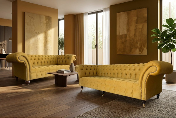 Sofá 3+2 plazas Set de sofás de diseño Sofás tapizados Chesterfield