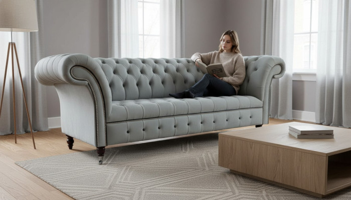 Sofá de diseñador de 3 plazas Chesterfield, sofá tapizado, sofás, muebles