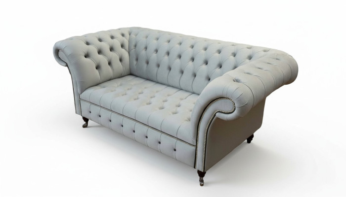 Sofá Chesterfield de 2 plazas Sofá tapizado Sofás de diseño Sofás de lujo Gris