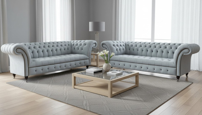 Conjunto de sala de estar de diseñador con 2 sofás de 3 plazas. Conjunto de sala de estar de lujo muebles.