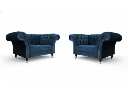Sofá Chesterfield Conjunto de muebles 2x Asientos Individuales Conjunto de lujo Sofá Sofás 2 piezas.