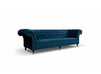 Diseño de lujo Chesterfield sofá de 4 plazas Sofá tapizado Muebles Azul.