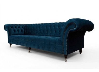 Sofá de diseñador de 3 plazas Chesterfield tapizado en tela.