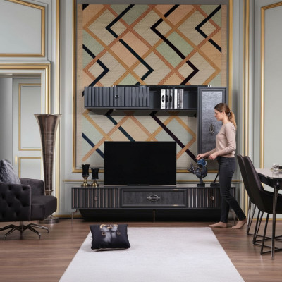 Mueble de salón de lujo, aparador de salón, estantería RTV, paredes de armario.