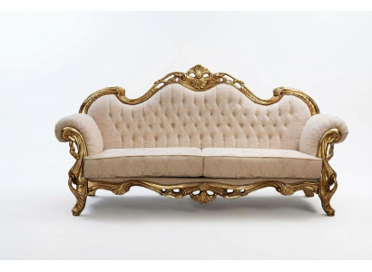 Sofá de 3 plazas de tela, sofás de tres plazas de lujo para la sala de estar estilo Chesterfield barroco.