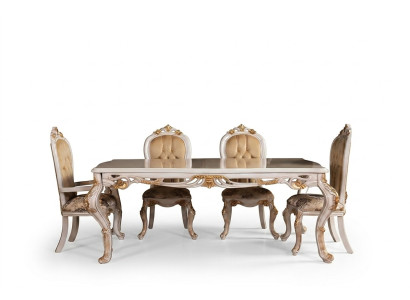 Juego de mesa de comedor Grupo de comedor Mesa Silla Set 4x Silla Madera 5 piezas