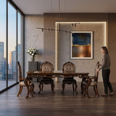 Mesa de comedor clásica con 4 sillas estilo barroco rococó muebles
