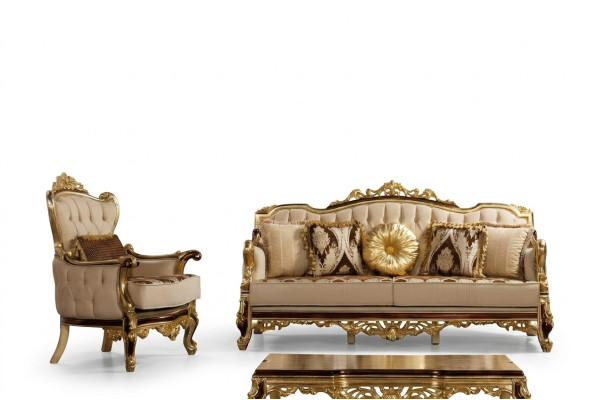 Sofá de lujo beige conjunto de sofás de tela 3+1 plazas diseño sofás