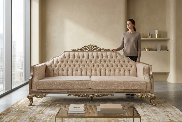 Sofá clásico de lujo Muebles tapizados Sofás Mobiliario Decoración Barroca