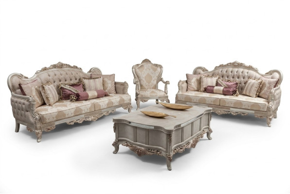 Conjunto de Sofá Barroco Rococó Muebles Sala de Estar Juego de Asientos Acolchado 4 piezas. Nuevo.