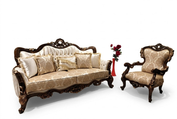 Conjunto de sofás clásicos, sofá de salón, sofá, muebles, mobiliario de 3+1 asientos.