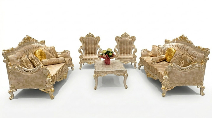 Conjunto de sofá beige de 5 piezas con mesa de centro, juego de sofá, sofá, muebles de sofá