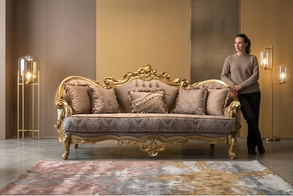 Sofá de tres plazas tapizado Muebles clásicos Sofá francés decoración