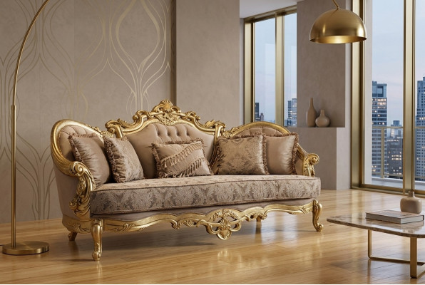 Sofá de tres plazas tapizado Muebles clásicos Sofá francés decoración