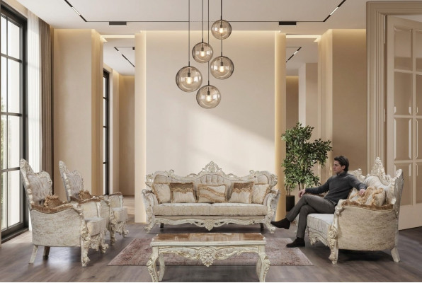 Juego de sofá conjunto de sillones estilo barroco rococó de 4 piezas con mesa de centro muebles