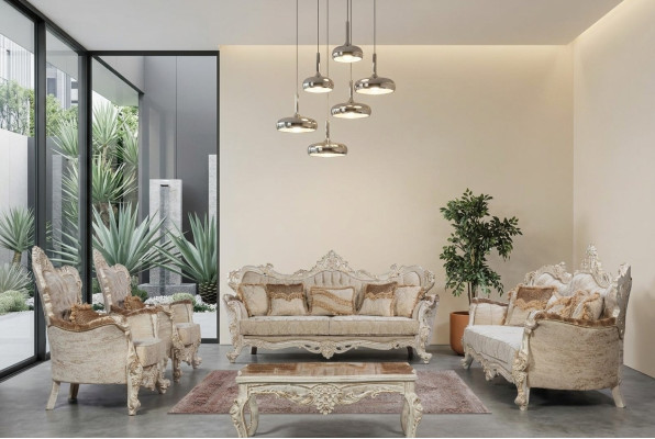 Juego de sofá conjunto de sillones estilo barroco rococó de 4 piezas con mesa de centro muebles