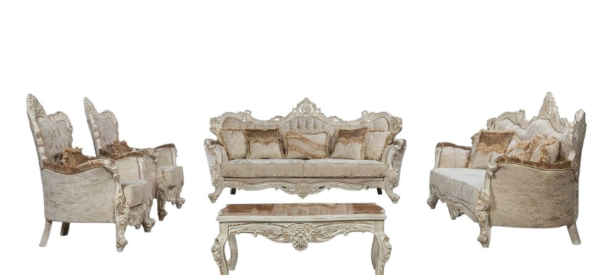 Juego de sofá conjunto de sillones estilo barroco rococó de 4 piezas con mesa de centro muebles