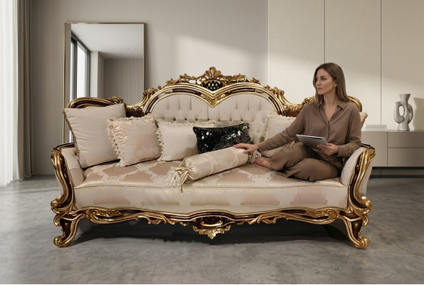 Chesterfield Barroco sofá de tres plazas muebles sofá sofás tela beige