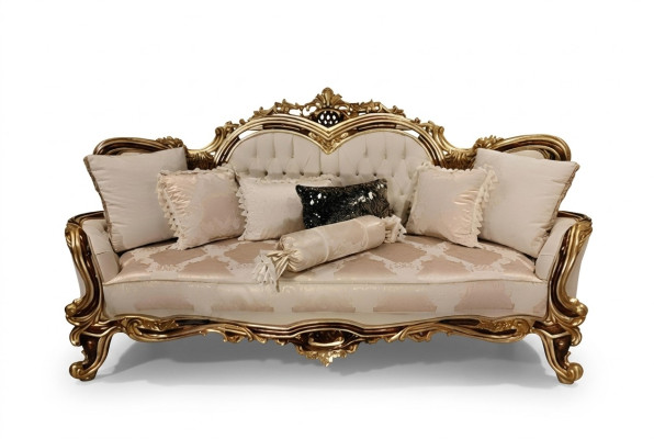 Chesterfield Barroco sofá de tres plazas muebles sofá sofás tela beige