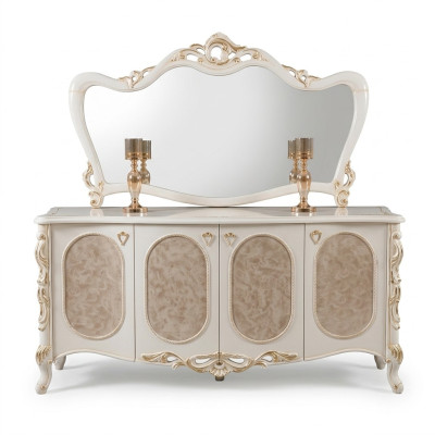 Mueble de lujo para la sala de estar con espejo, consola de diseño de sideboard de madera.