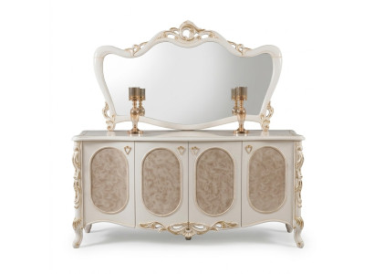 Mueble de lujo para la sala de estar con espejo, consola de diseño de sideboard de madera.