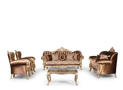 Sofá de terciopelo dorado Chesterfield, juego de sofás, muebles de sofá de madera de 5 piezas.