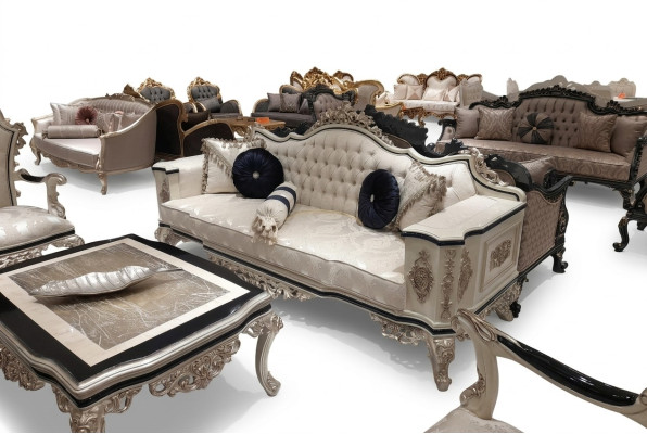 Sofá Chesterfield 3 plazas Sofá tapizado blanco nuevo