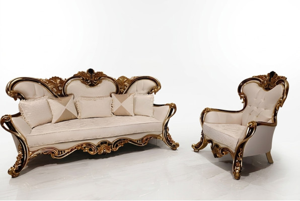Conjunto de sofás clásicos barrocos rococó 3+1 asientos, muebles completos.