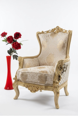 Trono clásico Sillón Silla Muebles Barroco Sillón orejero Chesterfield Terciopelo