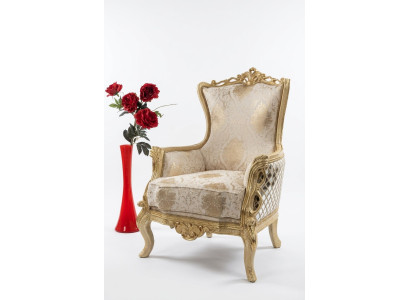 Trono clásico Sillón Silla Muebles Barroco Sillón orejero Chesterfield Terciopelo